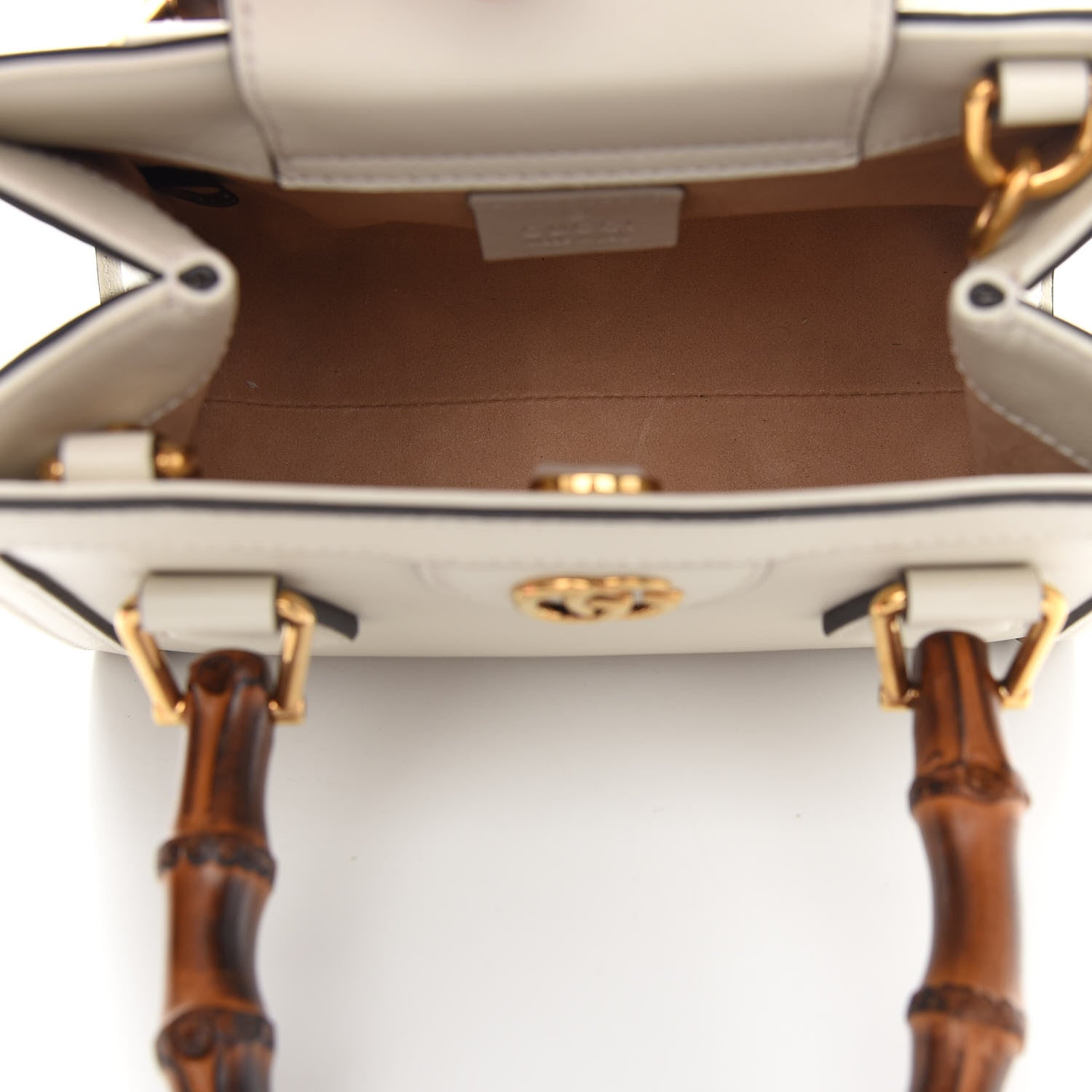 Gucci Wonka Grain Calfskin Mini Diana Tote Bag Mystic White Orange Fluo 5 of 9