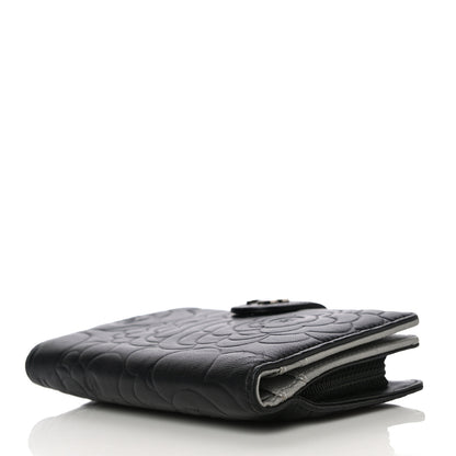 Chanel Lambskin Camellia Embossed Zipped Pocket Wallet Black 4 of 20