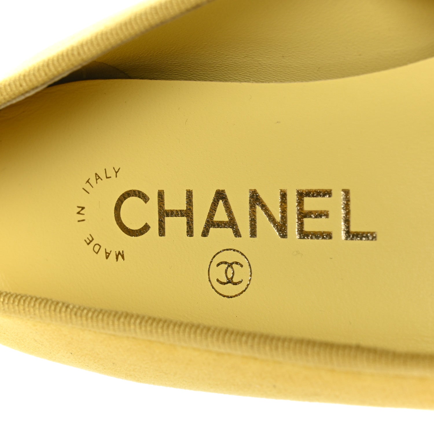Chanel Velvet Cap Toe Ballerina Flats 37 Yellow 7 of 9