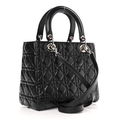 Christian Dior Lambskin Cannage Medium Lady Dior Black 3 of 10