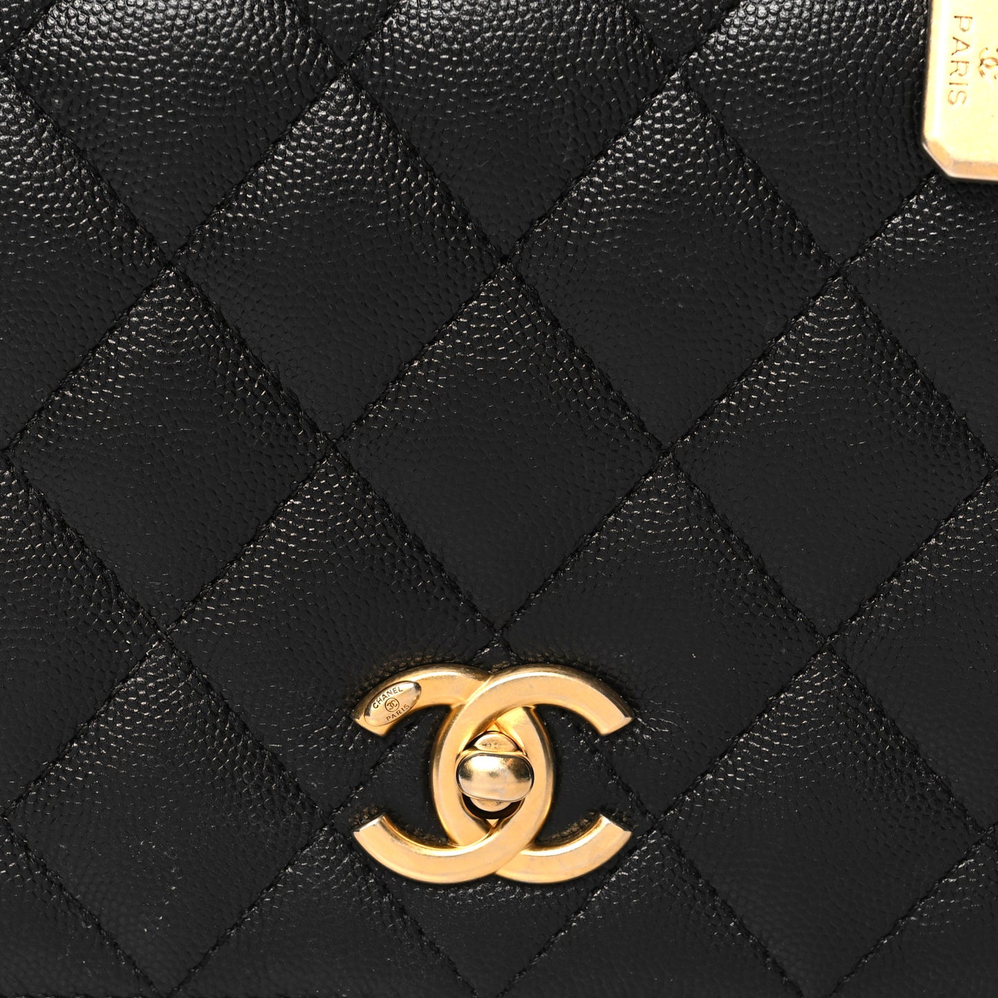 Caviar Quilted Mini Top Handle Flap Black