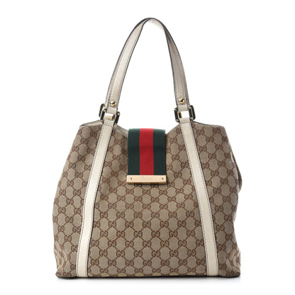 Gucci Monogram New Ladies Web Tote Off White 1 of 14
