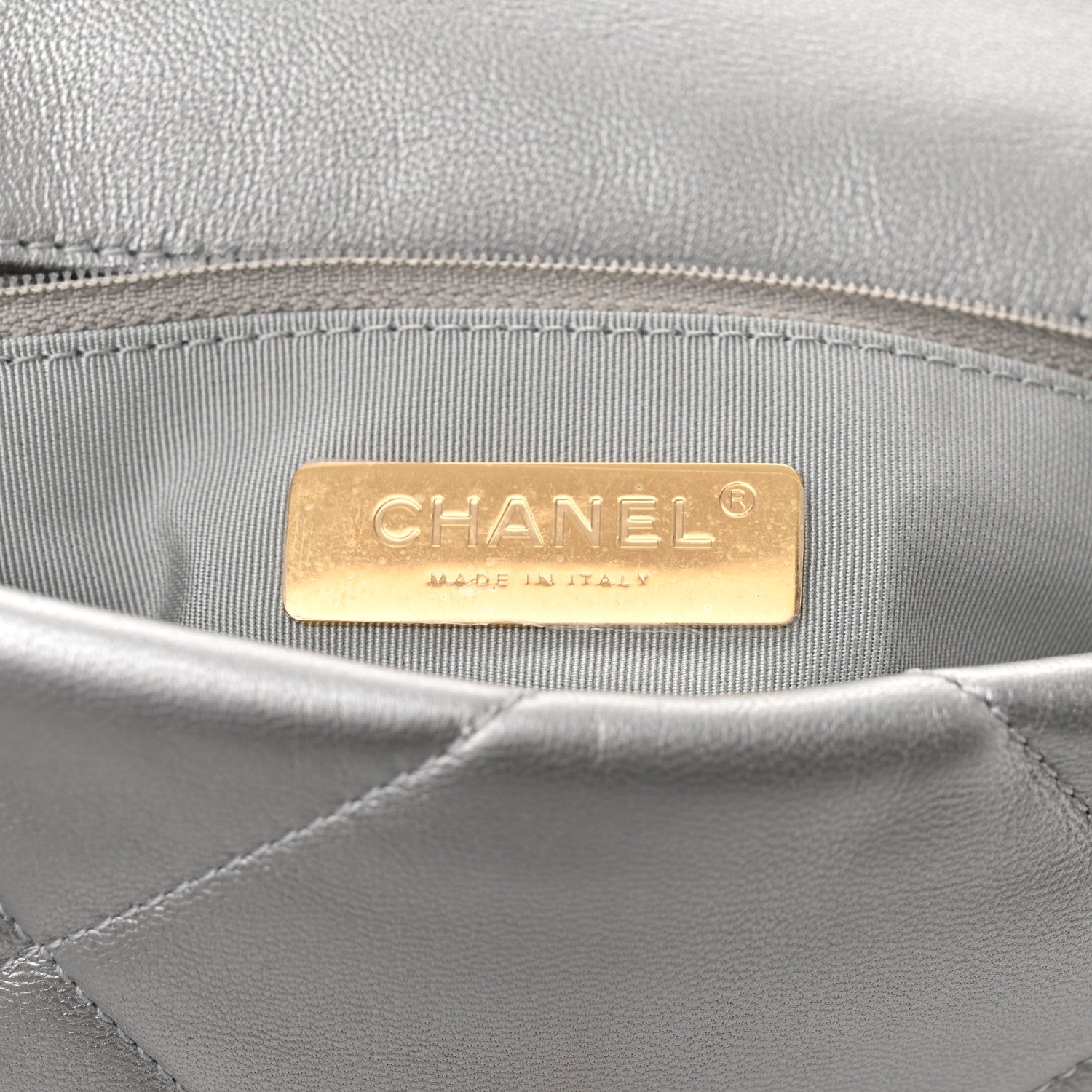 Chanel Metallic Goatskin Quilted Medium Chanel 19 Flap Silver 6 of 11