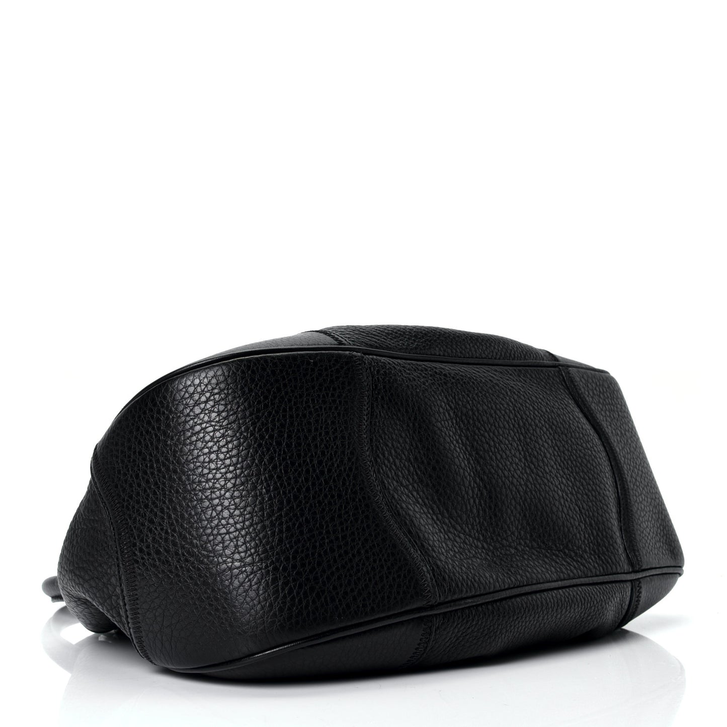 Vitello Daino Pushlock Flap Shoulder Bag Black