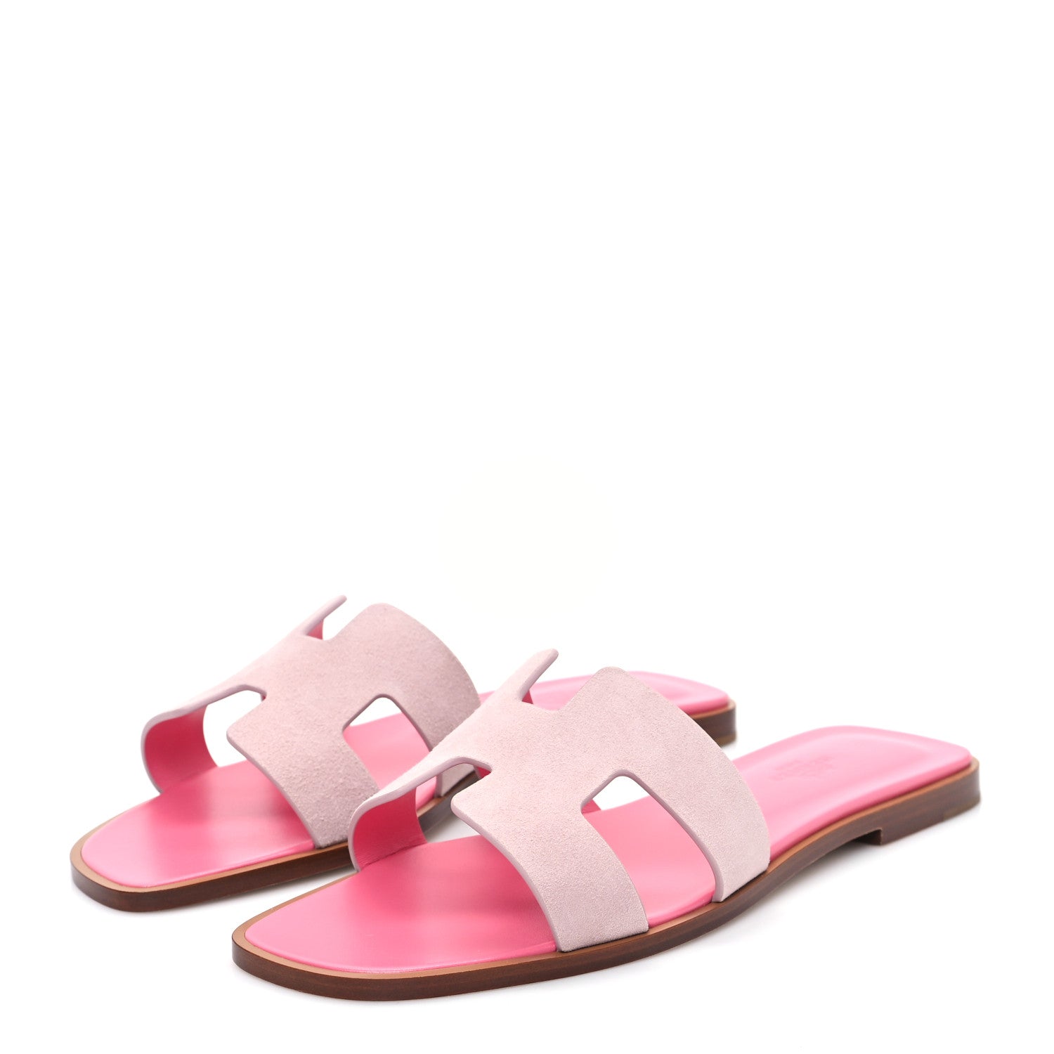 Hermes Suede Goatskin Oran Sandals 38.5 Rose Porcelaine 3 of 9