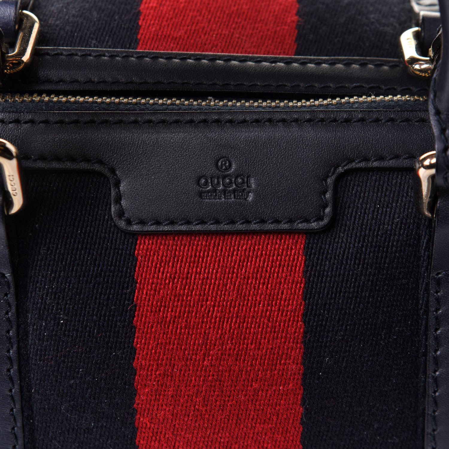 Gucci Monogram Vintage Web Small Boston Navy 9 of 11