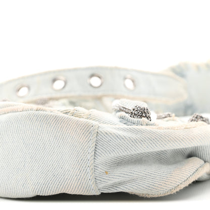 Balenciaga Washed Frayed Denim Crystal XS Le Cagole Shoulder Bag Pale Blue 10 of 11
