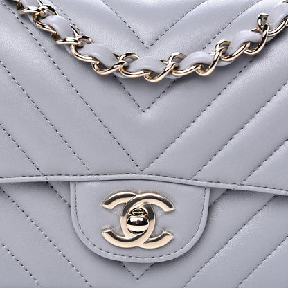 Chanel Lambskin Chevron Quilted Mini Rectangular Flap Grey 7 of 12