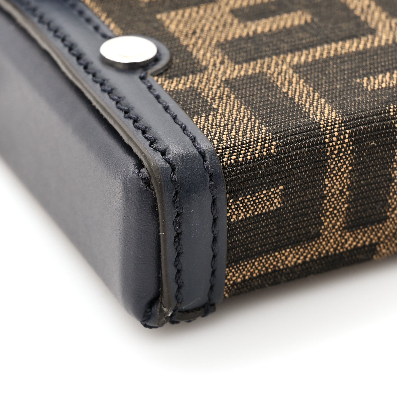 Fendi Recycled Fabric Jacquard Vitello King FF 1974 Baguette Soft Trunk Phone Pouch Tobacco Moro Notte 10 of 12
