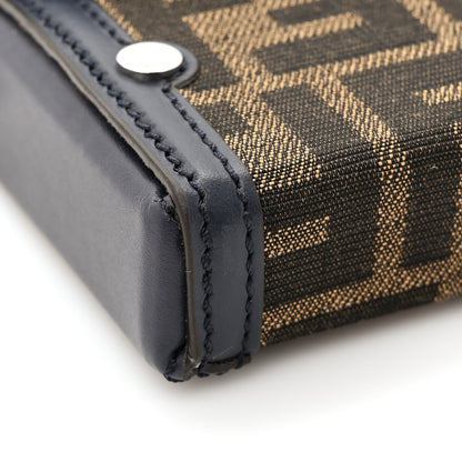 Fendi Recycled Fabric Jacquard Vitello King FF 1974 Baguette Soft Trunk Phone Pouch Tobacco Moro Notte 10 of 12
