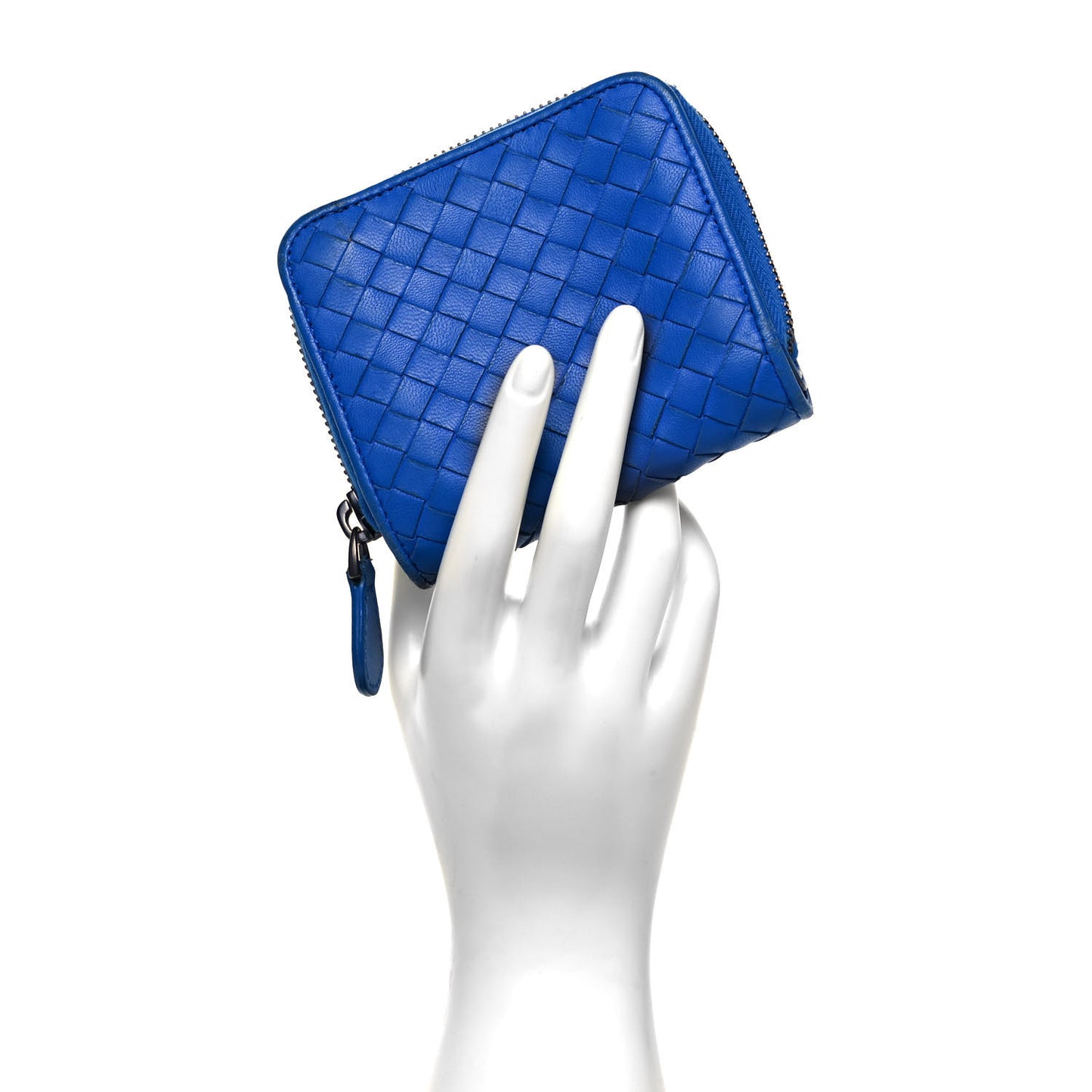 Nappa Intrecciato Zip Around Wallet Signal Blue