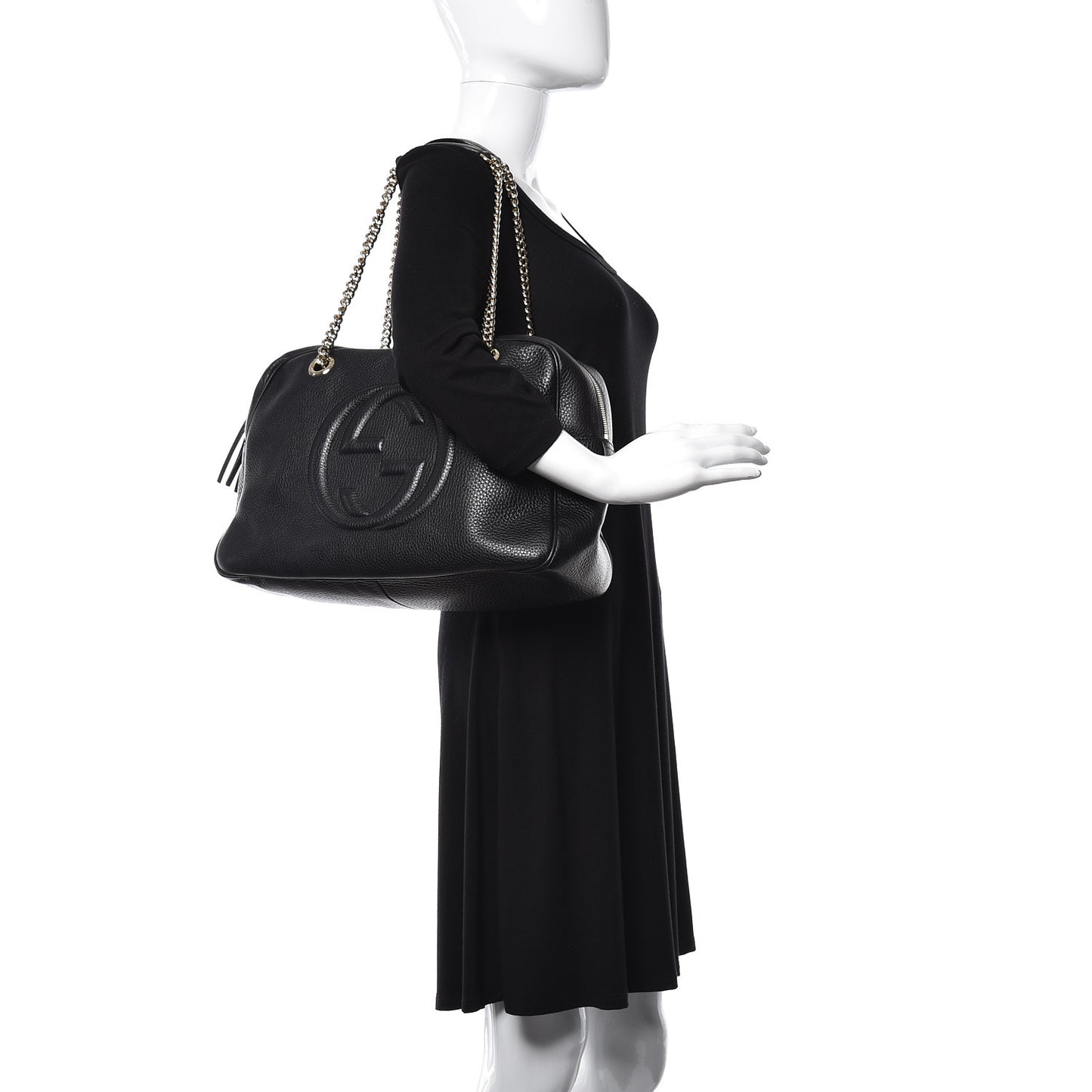 Pebbled Calfskin Medium Soho Bowler Black
