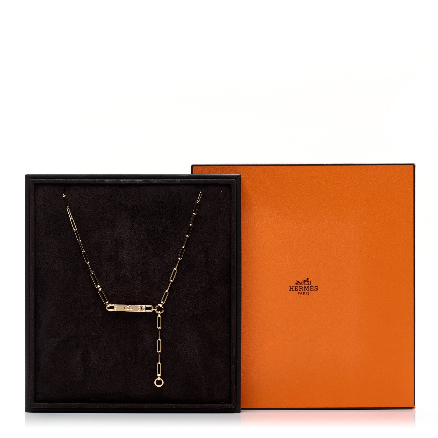 Hermes 18K Yellow Gold Diamond PM Kelly Chaine Lariat Necklace ST 5 of 5