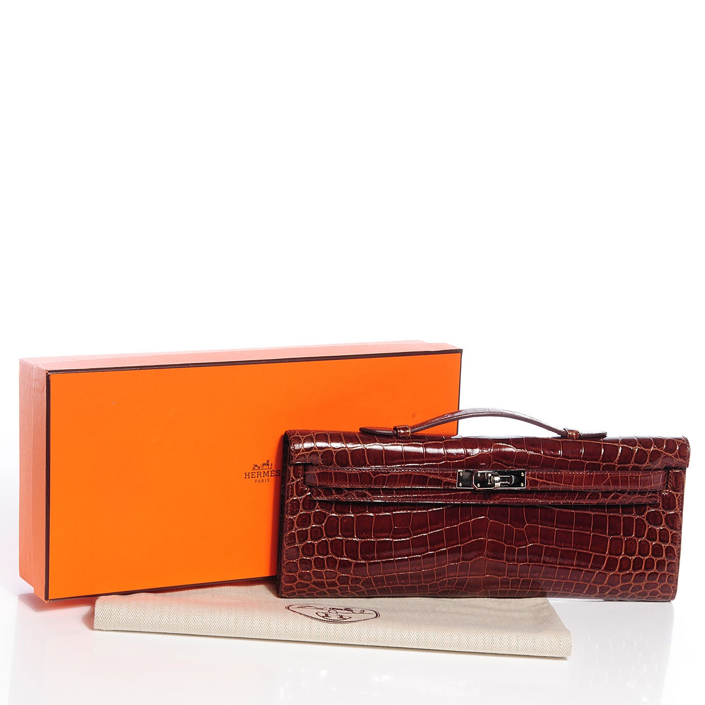 Shiny Niloticus Crocodile Kelly Cut Pochette Terre