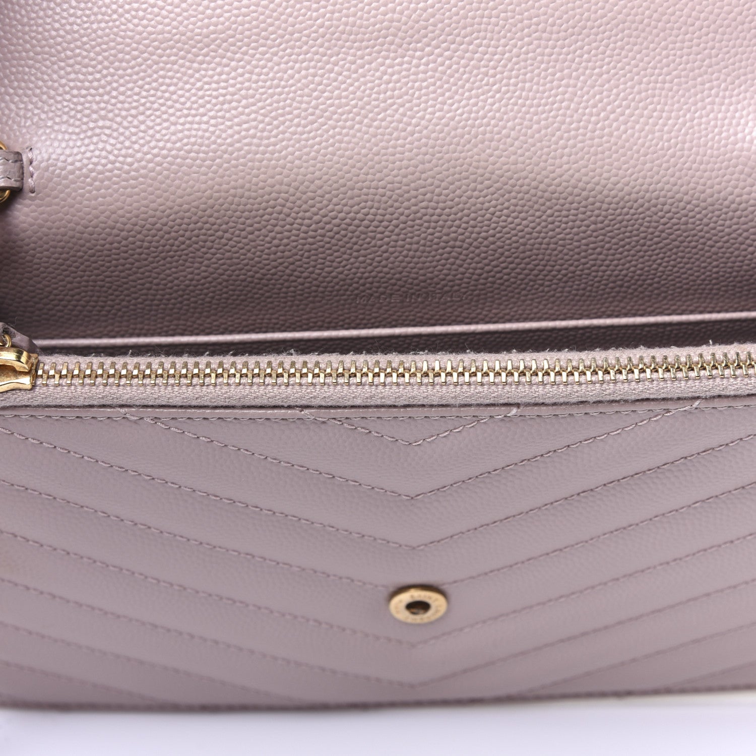 Saint Laurent Grain De Poudre Matelasse Chevron Monogram Envelope Chain Wallet Pale Pink 12 of 17