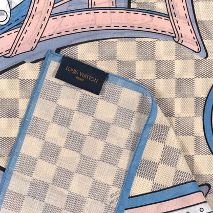 Louis Vuitton Cotton Damier Azur Straps Bandana Scarf Multicolor 2 of 3