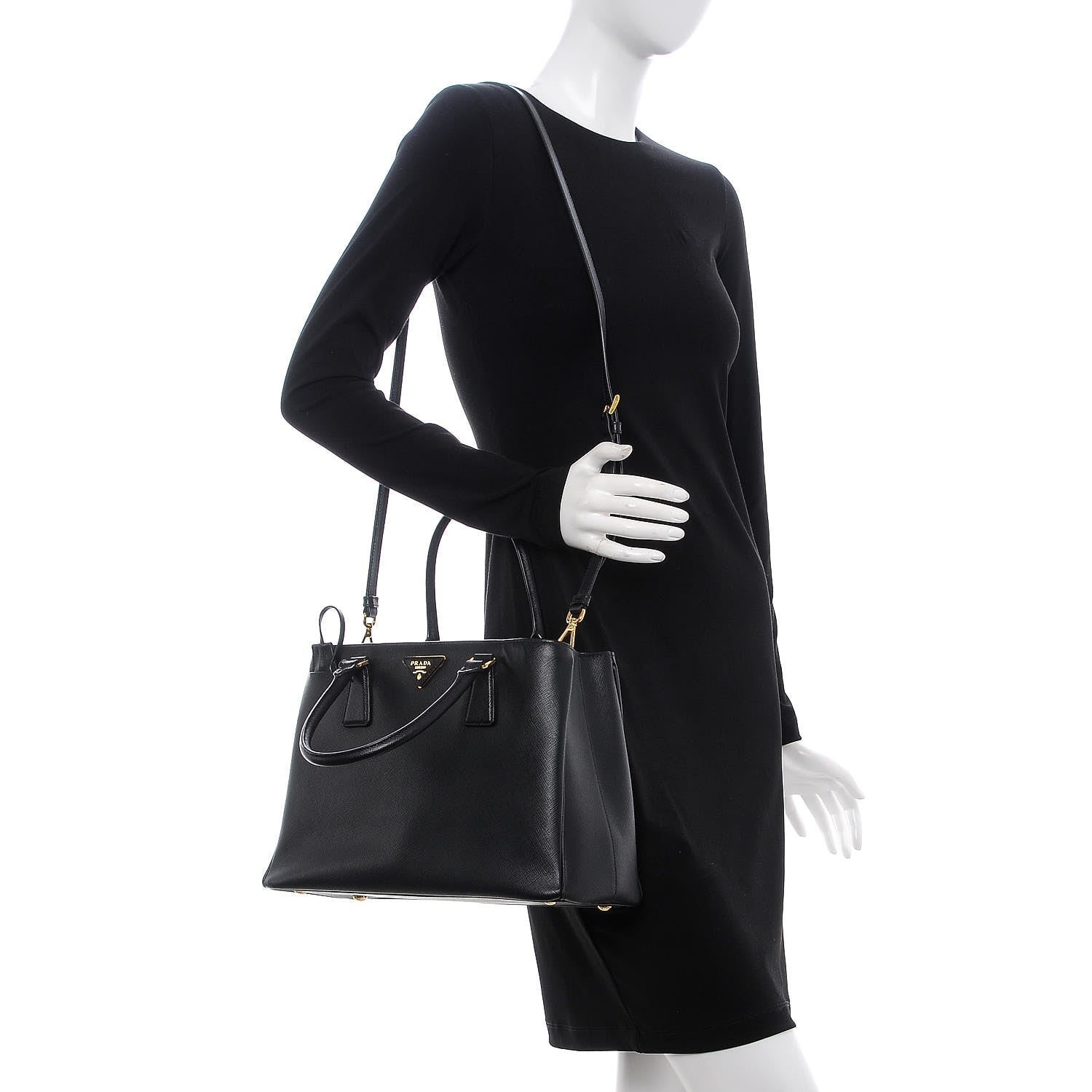 Prada Saffiano Lux Medium Tote Nero Black 2 of 11
