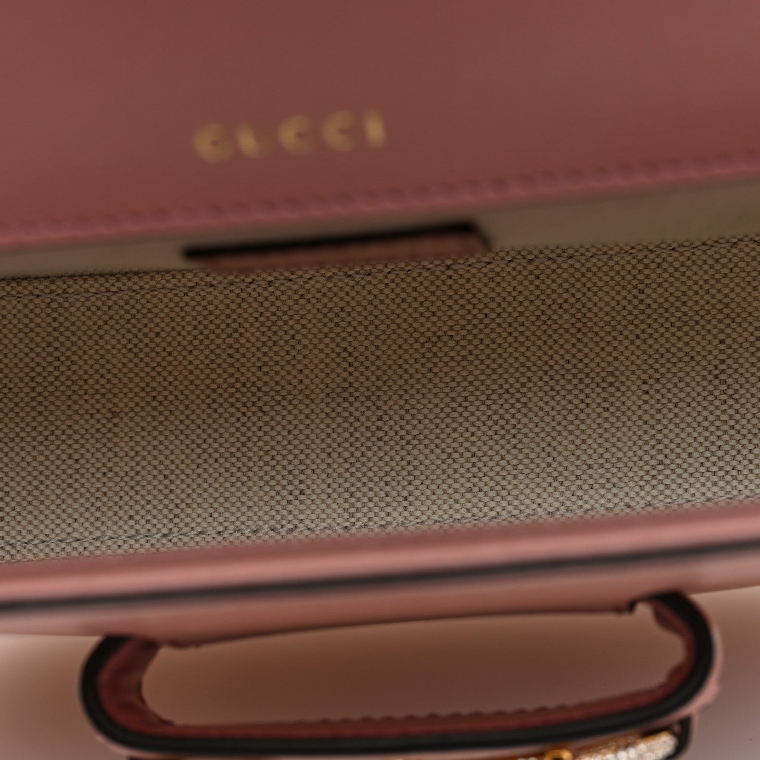 Gucci Azalea Calfskin Crystal GG Monogram Mini Horsebit 1955 Shoulder Bag Pink 5 of 10