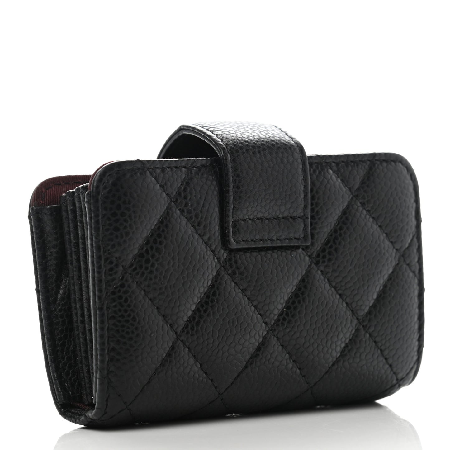 Caviar Quilted Gusseted Card Holder Black