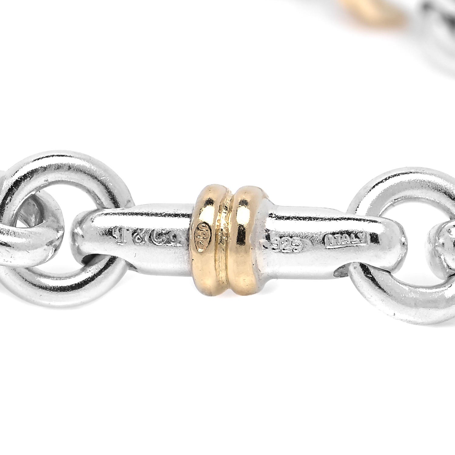 Tiffany Sterling Silver 18K Yellow Gold Bar Link Bracelet 5 of 5