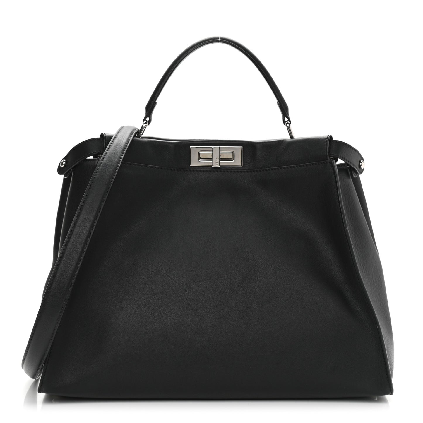 Vitello Dolce Marmol Patent Crocodile Trapuntata Large Peekaboo Iconic Satchel Black Fumo