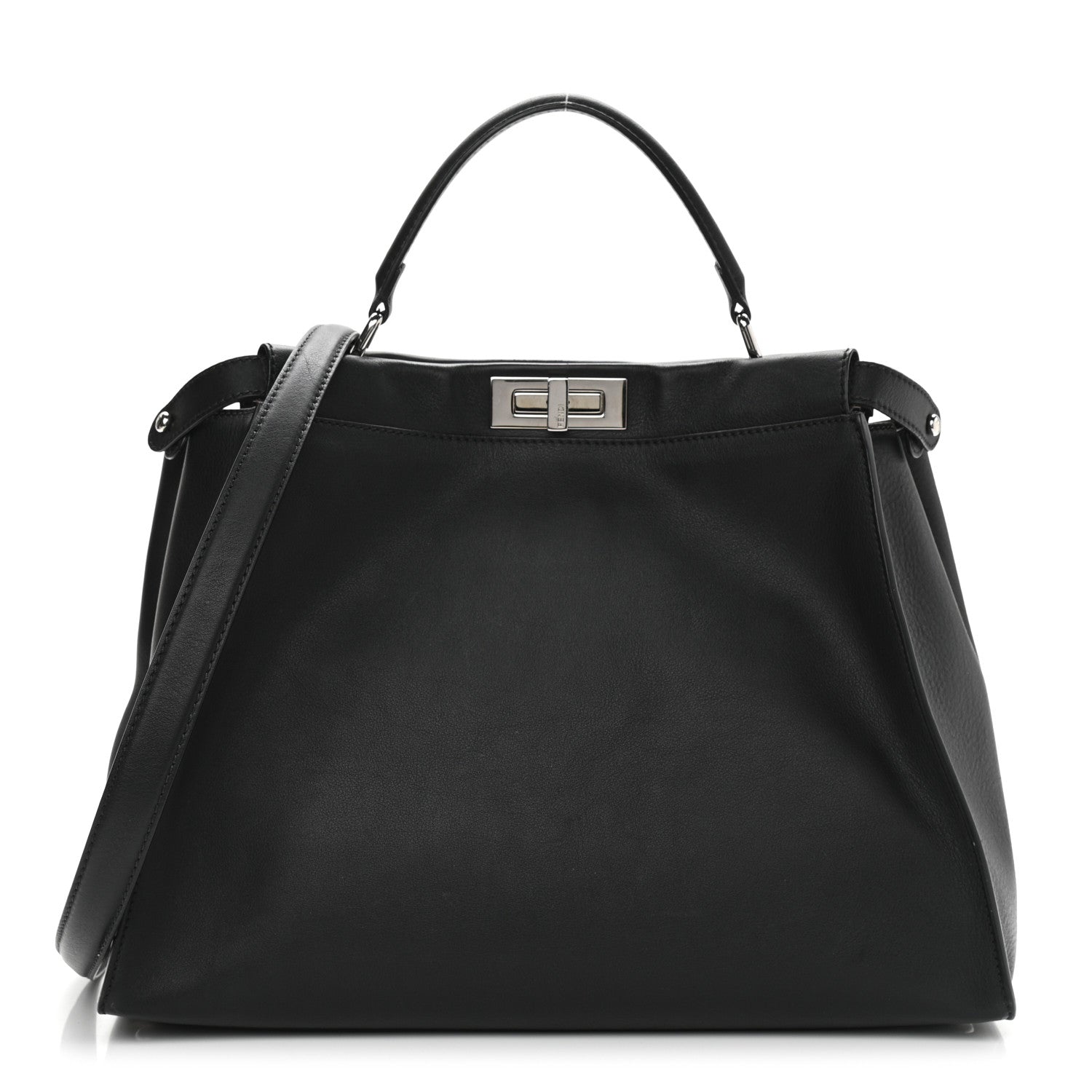 Fendi Vitello Dolce Marmol Patent Crocodile Trapuntata Large Peekaboo Iconic Satchel Black Fumo 1 of 13