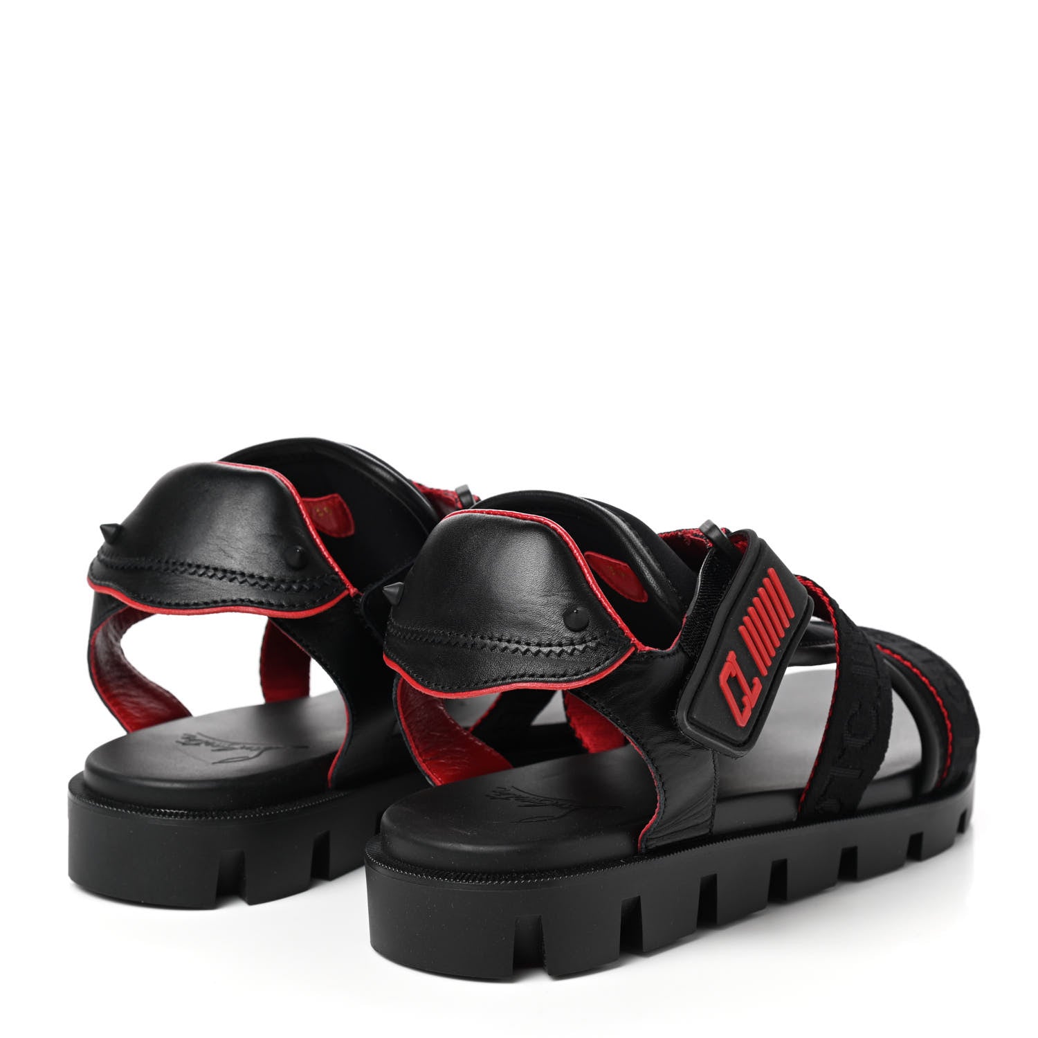 Christian Louboutin Calfskin Velcrissimo Flat Sandals 39 Black 4 of 8
