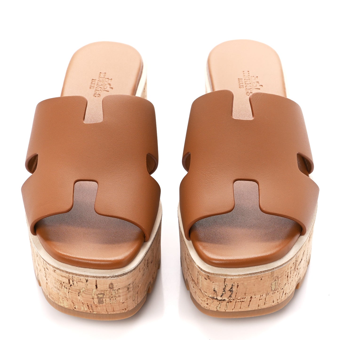 Calfskin Cork Eze 30 Sandals 37 Marron Glaise