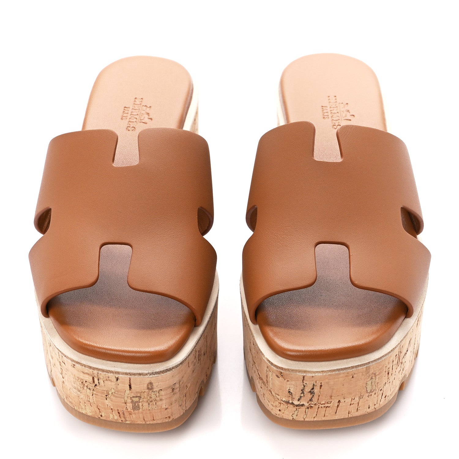Hermes Calfskin Cork Eze 30 Sandals 37 Marron Glaise 2 of 8