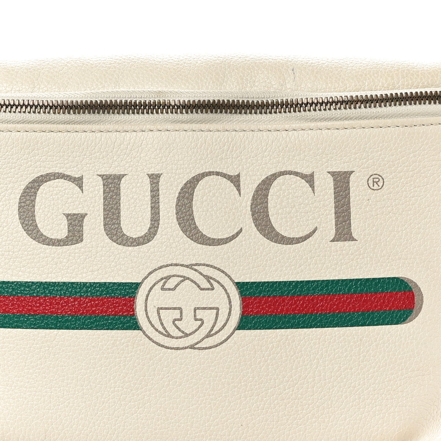 Grained Calfskin Logo Belt Bag White