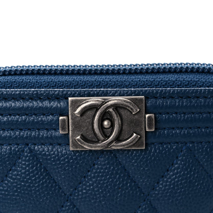 Chanel Caviar Quilted Boy Zip Around Coin Purse Wallet Dark Blue 8 of 8