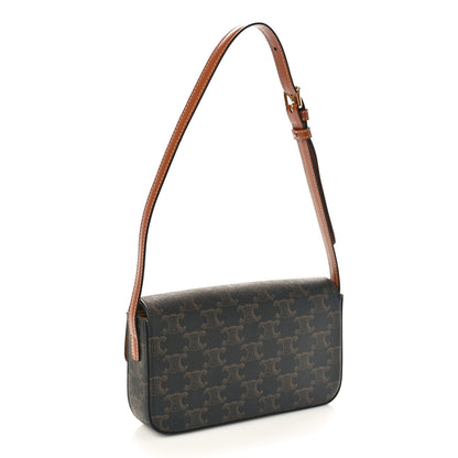 Celine Canvas Calfskin Triomphe Shoulder Bag Tan 2 of 9