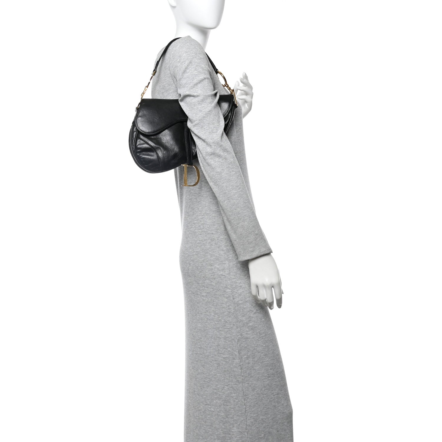 Christian Dior Calfskin Saddle Bag Black 2 of 14