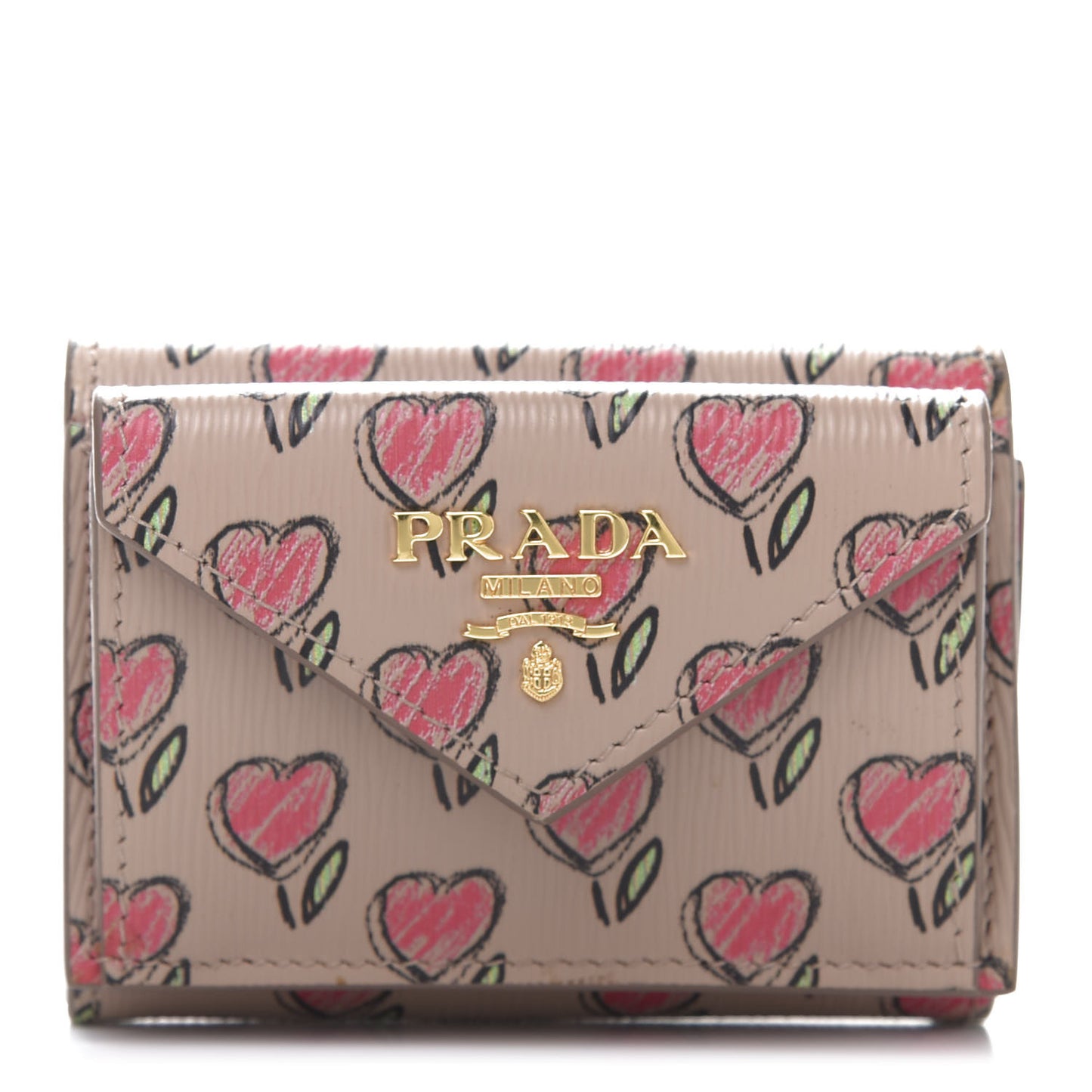 Vitello Move Love Print Envelope Tri-Fold Wallet Cipria