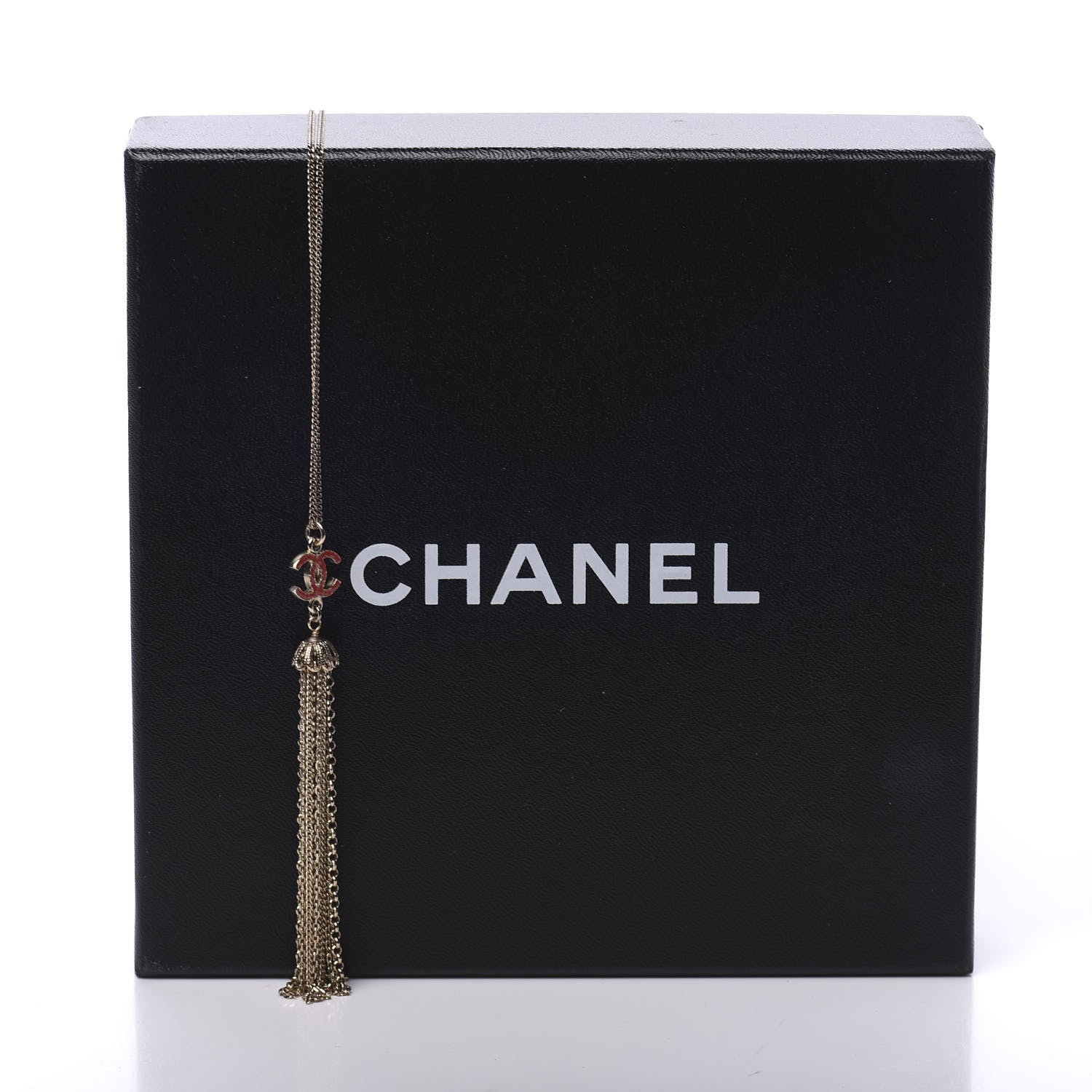 Chanel Enamel Bead Chain Tassel CC Necklace Gold 5 of 5