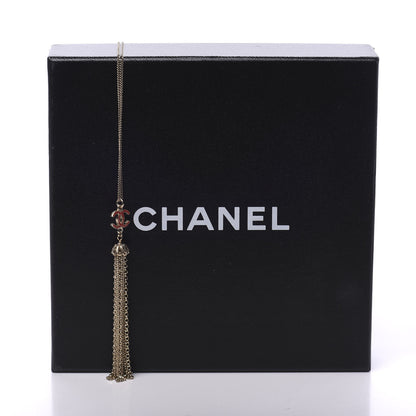 Chanel Enamel Bead Chain Tassel CC Necklace Gold 5 of 5
