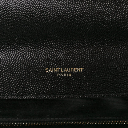 Saint Laurent Grain De Poudre Textured Mixed Matelasse Large Triquilt Monogram Satchel Black 6 of 11