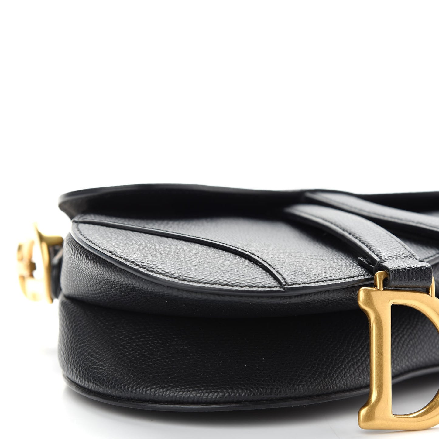 Grained Calfskin Mini Saddle Bag Black