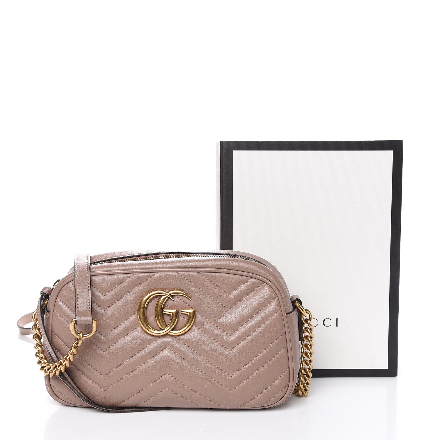 Gucci Calfskin Matelasse Small GG Marmont Chain Shoulder Bag Porcelain Rose 13 of 13