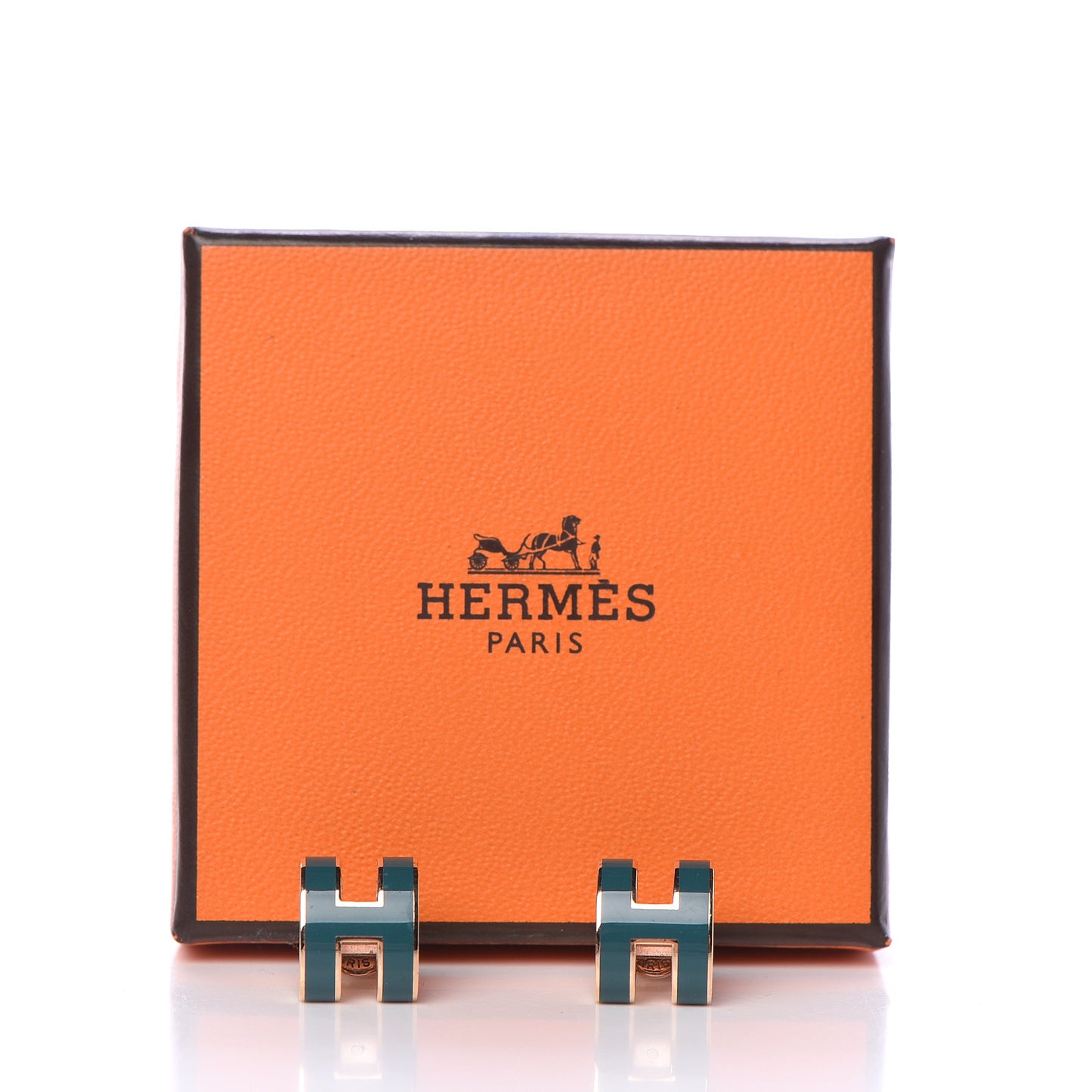 Rose Gold Lacquered Pop H Earrings Emeraude