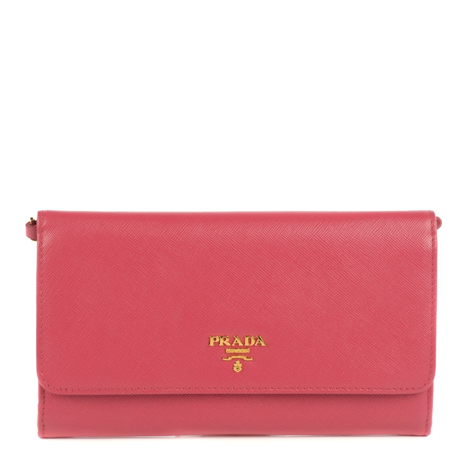 Prada Saffiano Metal Large Chain Wallet Peonia 1 of 12