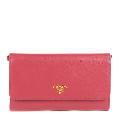 Prada Saffiano Metal Large Chain Wallet Peonia 1 of 12