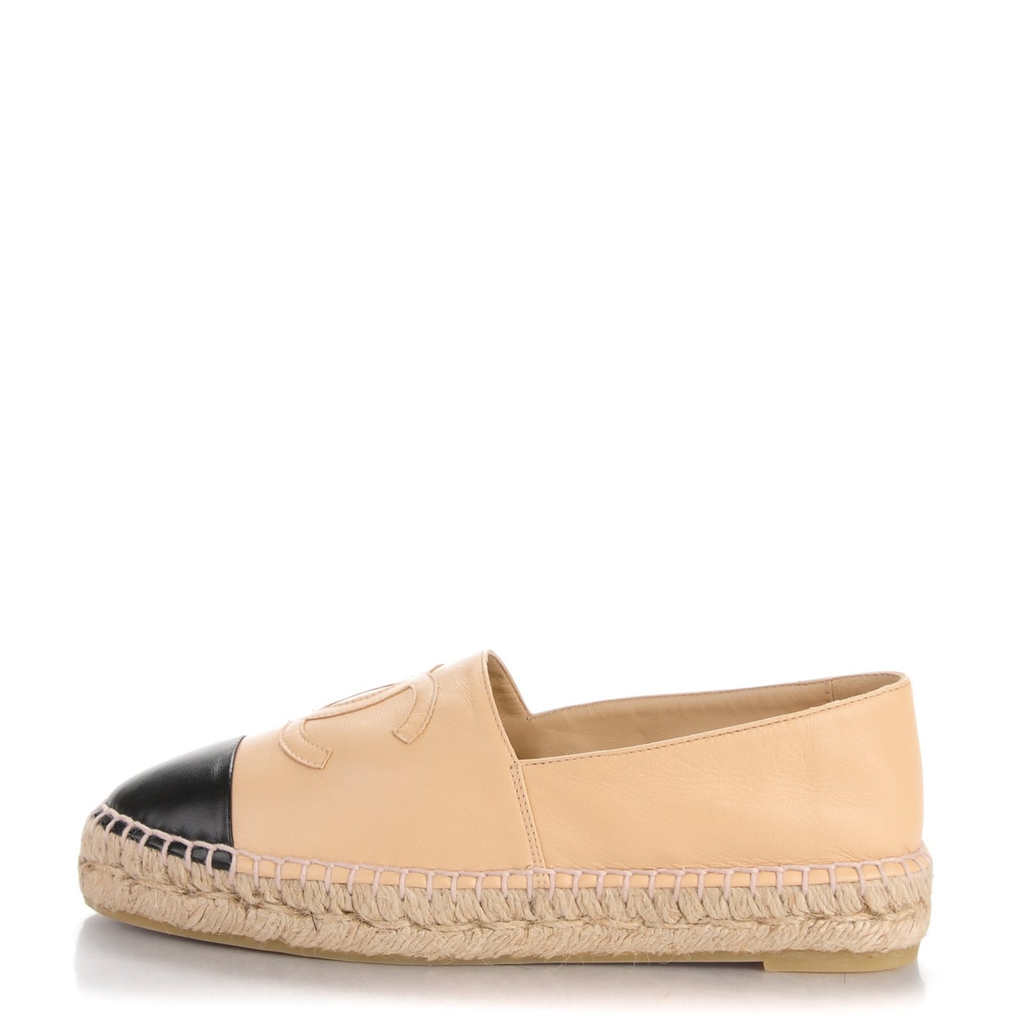 Lambskin CC Espadrilles 36 Beige Black
