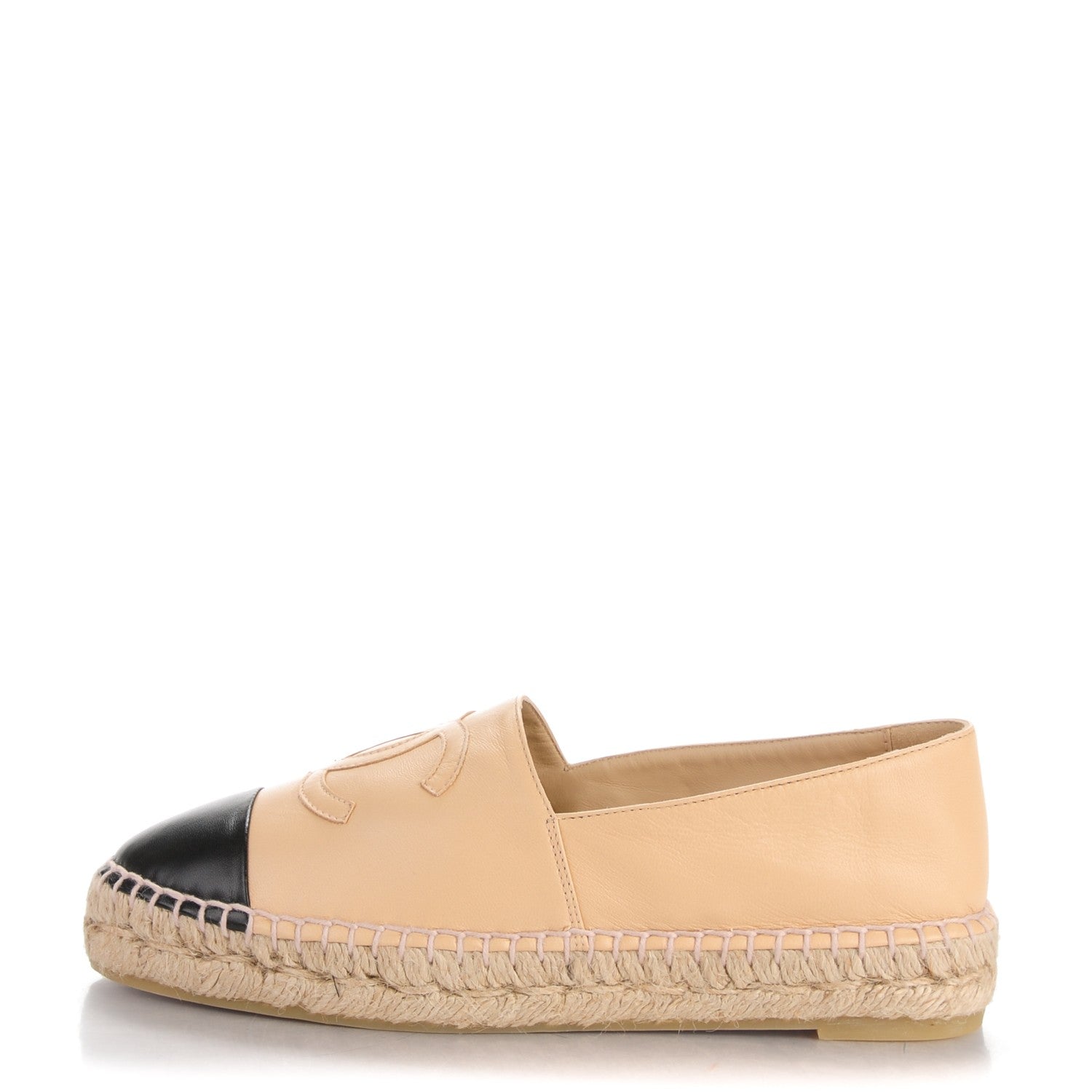 Chanel Lambskin CC Espadrilles 36 Beige Black 1 of 7