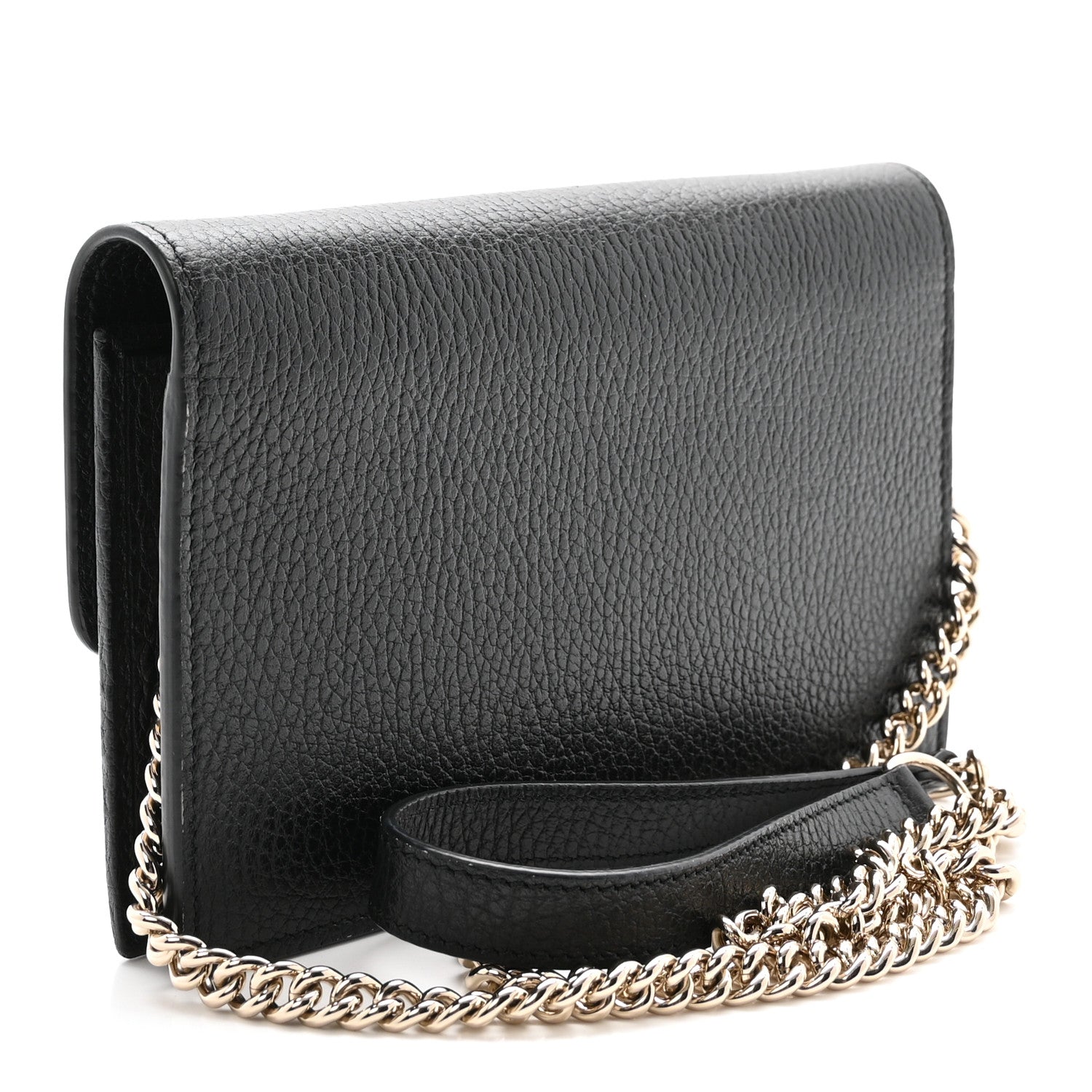 Gucci Dollar Calfskin Interlocking G Chain Wallet Black 3 of 9