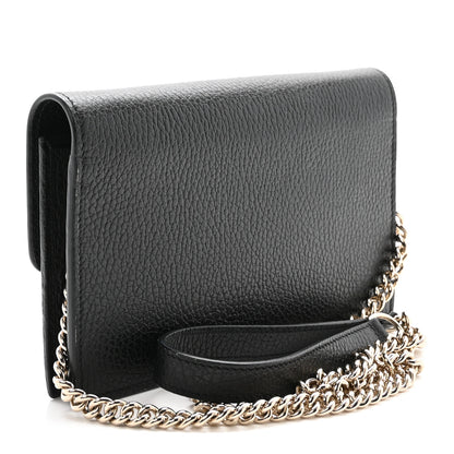 Gucci Dollar Calfskin Interlocking G Chain Wallet Black 3 of 9