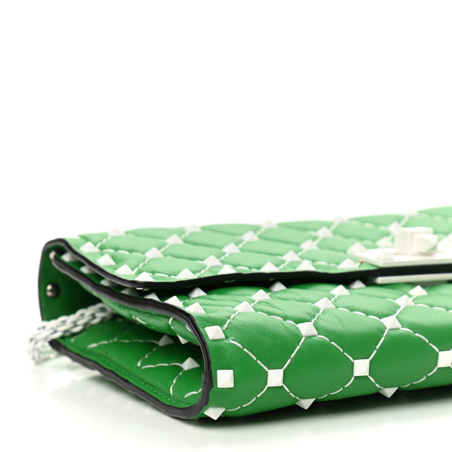 Lambskin Free Rockstud Spike Wallet On Chain Peppermint