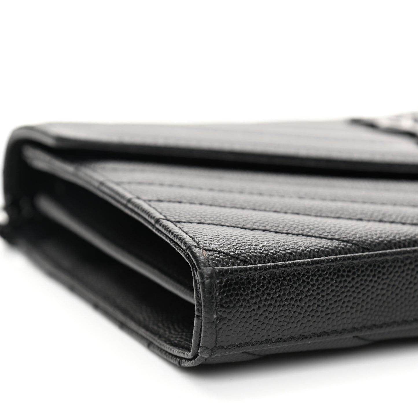 Grain De Poudre Matelasse Chevron Monogram Chain Wallet Black