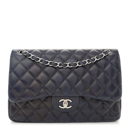 Chanel Lambskin Quilted Jumbo Double Flap Navy 1 of 14