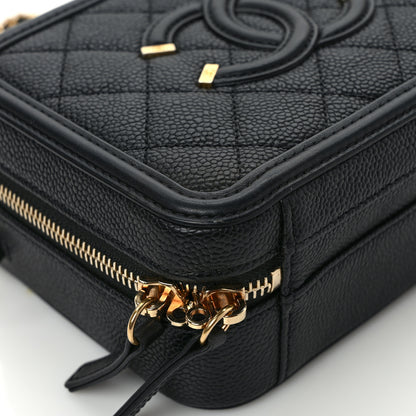 Chanel Caviar Quilted Small CC Filigree Vanity Case Black 10 of 11